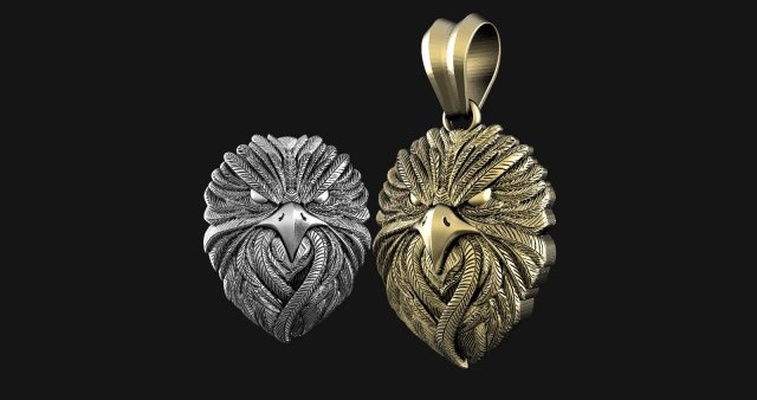 eagle pendant 3d print model in pendants 3dexport jewelry jewel art animal bird 3d print model - Mito3D