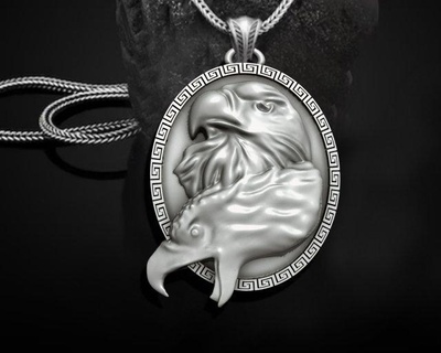 eagle pendant pendants jewelry printable gold silver 3dsmax artist prototype stl necklace louts ancient lion men griffin hawk bird dragon necklaces 3d print model - Mito3D
