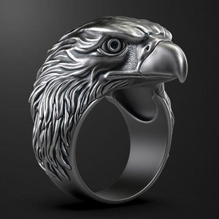 eagle ring rings head jewel silver gold bird 3d print model - Mito3D