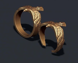 adler ring pack 3d drucken modell ringe 3dexport vogel fliege gold kopf juwel schmuck männlich männer natur halskette anhänger raubtier nashorn silber 3d print model - Mito3D