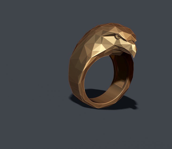 Adler Ring poly Vogel Fliege Gold Kopf Juwel Schmuck männlich Männer Natur Halskette Anhänger Raubtier Nashorn Ringe Silber 3D print model - Mito3D