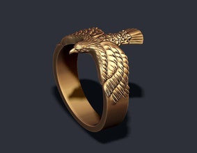 águila anillo de aves eagle la mosca oro cabeza joya joyería masculino los hombres naturaleza el collar colgante colgantes depredador rhino anillos plata 3d print model - Mito3D