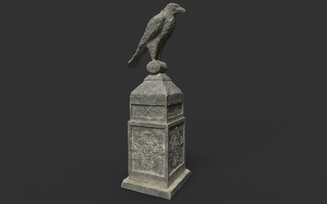 eagle statue 3 3d model in sculpture 3dexport rock stone exterior poly game ready pbr brick gate building tomb ruin grave tombstone architecture brickwork old 3D print model - Mito3D