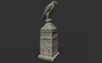 eagle statue 3 3d model in sculpture 3dexport rock stone exterior poly game ready pbr brick gate building tomb ruin grave tombstone architecture brickwork old 3d print model - Mito3D