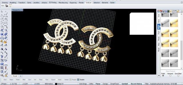 orelha chanel 1002 brincos joalheria jóias ouro canais 3d print model - Mito3D
