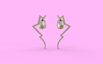 küpe 55 takı mücevher mücevherler Joyas kulaklık küpeler parlak elmas yazdırılabilir moda güzellik altın gümüş çap nişan 3d print model - Mito3D