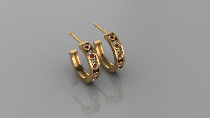 orecchino codice 25 3d stampa modello in orecchini 3dexport gioielleria pietra preziosa oro argento 3d print model - Mito3D