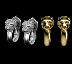 pendientes anillo oro plata joyería joya lujo platino anillos pulsera compromiso Boda pluma pantera panthera panter Tigre 3d print model - Mito3D