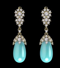 gli orecchini gioielli di sesso femminile i diamanti diamante oro argento il corallo turchese perle crisoprasio ambra topazio emerald ametista 3d print model - Mito3D