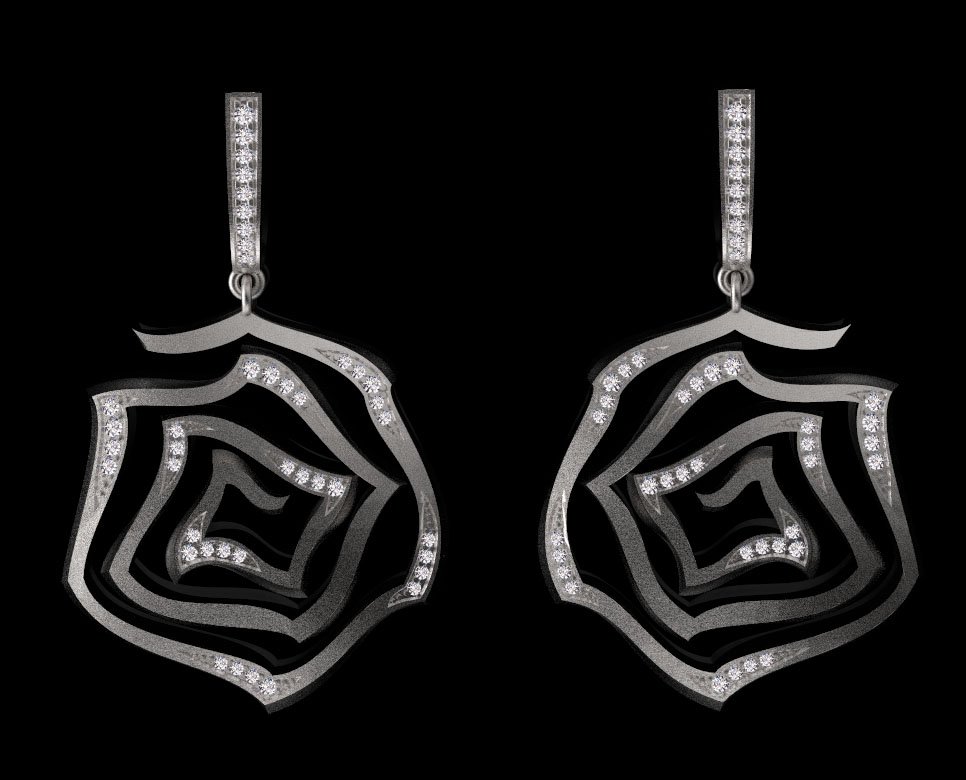 earrings pendant rose flower necklaces jewelery female male love diamonds diamond gold silver present jewelry 3D print model - Mito3D