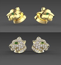 earrings ring gold silver jewelry luxury platinum gem rings bracelet panther panthera panter pantera tiger 3d print model - Mito3D
