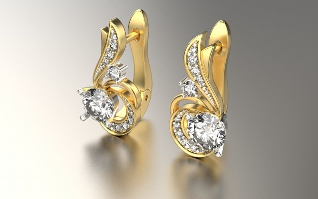 earrings 10 3d print model in 3dexport chopard versace gucci tiffany tiffani bvlgari vuitton ring earring bracelet pendant cleef vancleef clasp poussette cross chanel love 3d print model - Mito3D