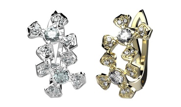 boucles d'oreilles 144 or d'argent les diamants de mariage anneaux 14k 18k 3d print model - Mito3D