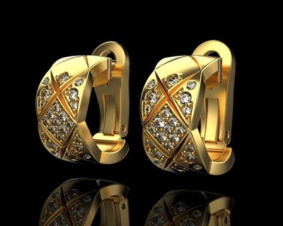 earrings 2821 jewelry 3d cad 3dmodel bracelet ring earring rhino matrix zbrush keyshot magics rend rendering modeling jewellery pendant 3d print model - Mito3D