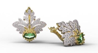boucles d'oreilles 54 or le diamant de l'anneau bijoux ruby saphir l'émeraude la st-valentin mariage 3d print model - Mito3D