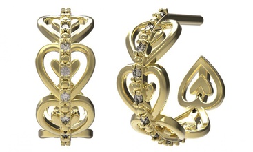 earrings 68 gold diamond ring jewelry ruby sapphire emerald valentines wedding jewellery 3d print model - Mito3D