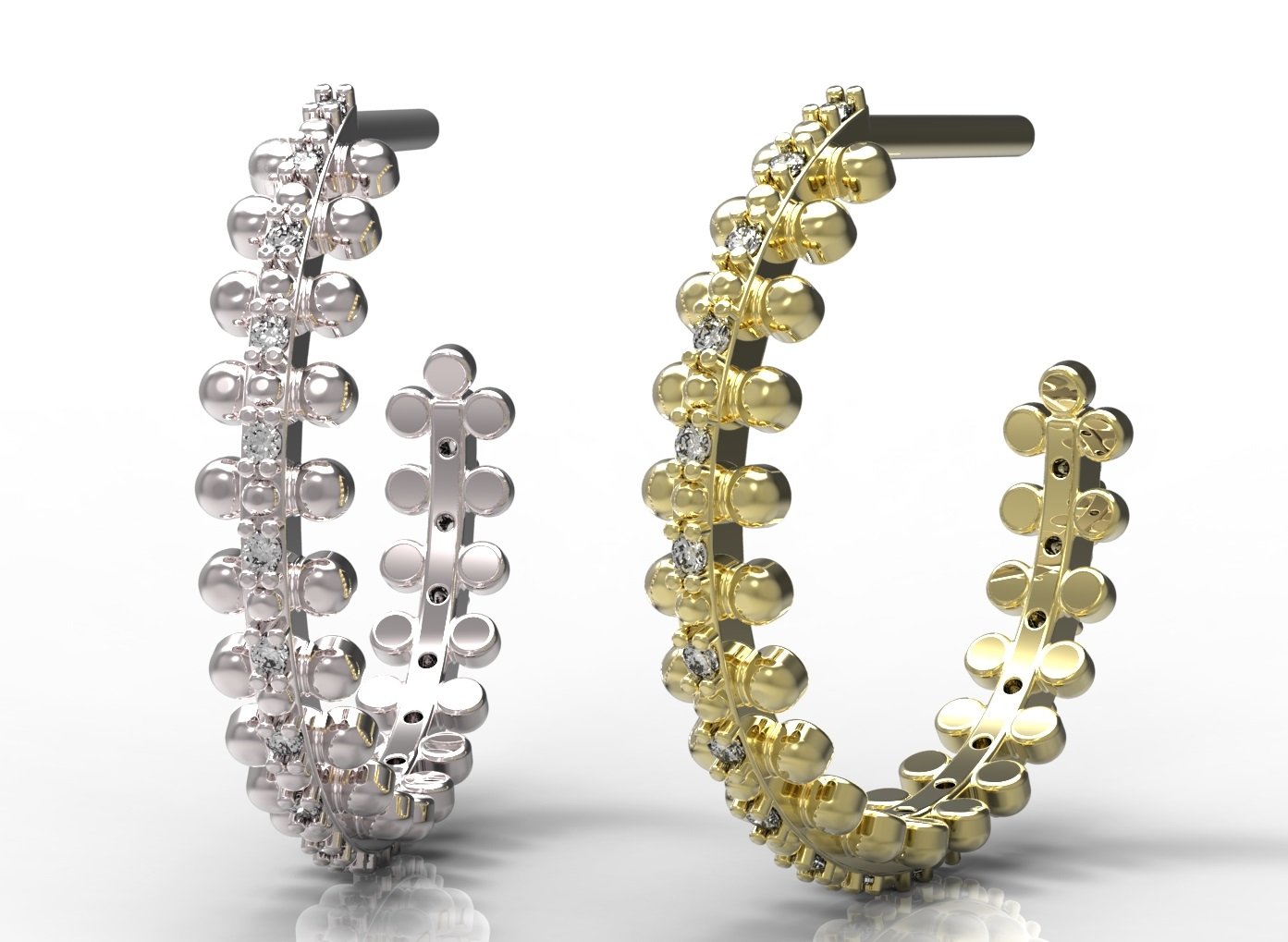 earrings 70-2 gold diamond ring jewelry ruby sapphire emerald valentines wedding jewellery 3D print model - Mito3D