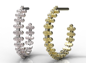 earrings 70-2 gold diamond ring jewelry ruby sapphire emerald valentines wedding jewellery 3d print model - Mito3D