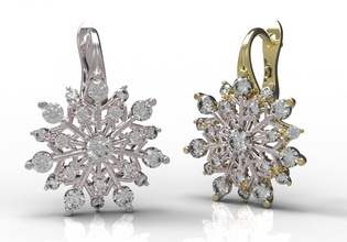 earrings 79-2 gold diamond ring jewelry ruby sapphire emerald valentines wedding jewellery 3d print model - Mito3D