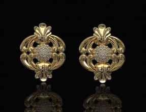 brincos central bola joias 3d imprimível stl ouro prata platina esterlina gemas brilhante mulheres clássico floral diamante vintage brinco jóias 3d print model - Mito3D