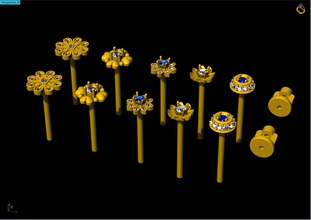 earrings collection sapphire diamonds gold jewelry 3d print model - Mito3D