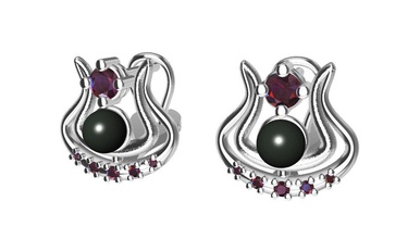 earrings pearl gems gold 3d print model - Mito3D