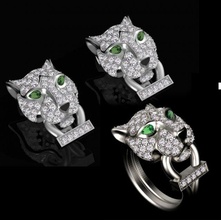 pendientes anillo oro plata joyería joya lujo platino anillos pulsera pantera panthera panter Tigre 3d print model - Mito3D
