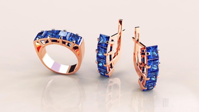 aretes conjunto de anillo piedras el kit picking oro la plata joyería joya las gemas completa cnc stl impresión 3d joyero 3d print model - Mito3D
