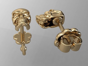 aretes de cráneo la joyería cad exclusivo oro moda gem rhiho cnc hombre joya 3d print model - Mito3D