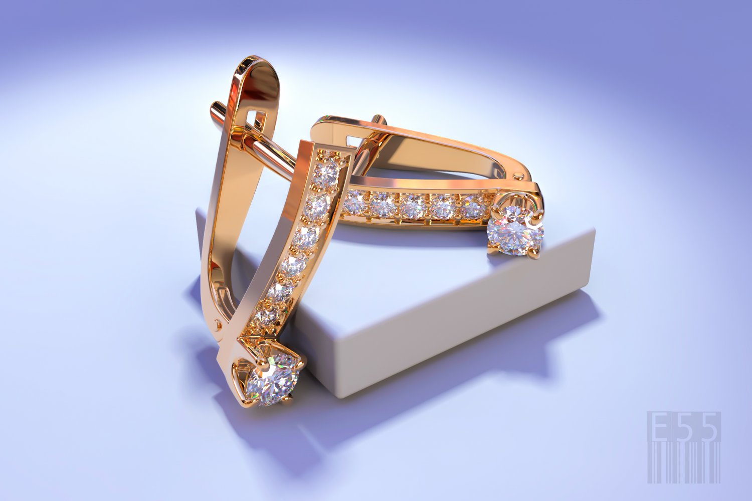 earrings stones jewelry gold silver jewellery diamonds stl obj printable wax print gem jewel 3D print model - Mito3D