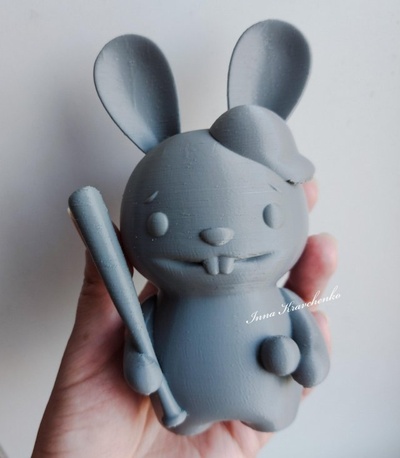 easter bunny baseball player figurine 3d print model in decor 3dexport rabbit carrot holiday egg bat 3d print model - Mito3D