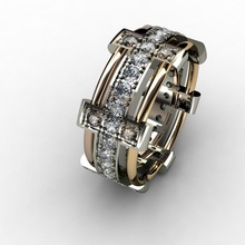 el borde 14k brillante diamante de oro la joyería anillo los anillos imprimible 3d print model - Mito3D