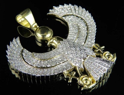 egyptian eagle diamond pendant pendants animal antique luxury rapper hiphop jewelry necklace gemstone elegant celebrity style jewellery bling gem urban 3d print model - Mito3D