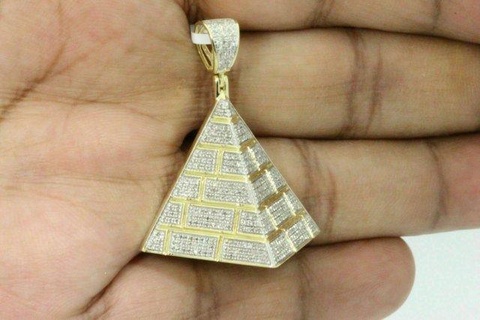 egyptian pyramid diamond pendant pendants antique luxury rapper hiphop jewelry necklace gemstone elegant celebrity style jewellery bling gem urban triangle 3d print model - Mito3D