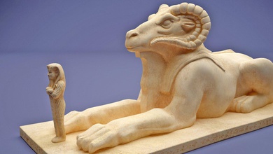 egyptian ram-headed sphinxes statue 3d print model in sculpture 3dexport archaeology art egypt history karnak ramram headed sand stone sculptures 3d print model - Mito3D