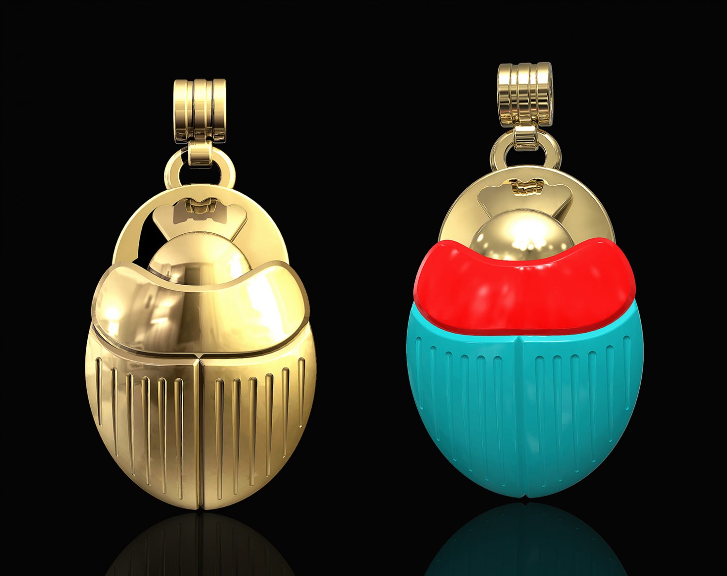 égyptien scarabée 3d impression modèle in pendentifs 3dexport stl imprimable pendentif or argent platine animal sterling élégant mode hommes femmes turquoise bijoux 3D print model - Mito3D