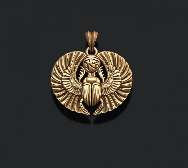 ägyptisch skarabäus anhänger 3d drucken modell 3dexport käfer ägypten insekt schmuck gold sarkophag skarabey faraon mumie pharao pharaon pyramide horus auge horuseye 3D print model - Mito3D