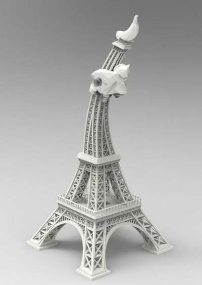 eiffel banane frei 3d drucken modell architektur 3dexport turm miniatur zubehör kunst download stl 3dprint druckbar 3dmodel 3d print model - Mito3D