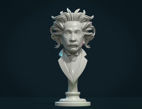 einstein bust 3d print model in sculpture 3dexport science scientist relativity portrait art statue albert 3d print model - Mito3D