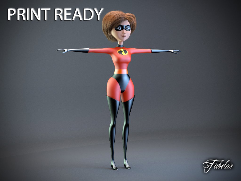 elastigirl 3d impresión modelo in mujer 3dexport héroe superhéroe personaje pixar persona peolpe masculino fantasía juego hombre película movimiento imagen dibujos animados fotorrealista imprimible 3D print model - Mito3D