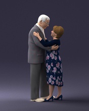 elderly couple 0709 3d print ready scan model polygon 3dprint human male realistic posed character people miniatures man woman child love relationship romance 3d print model - Mito3D