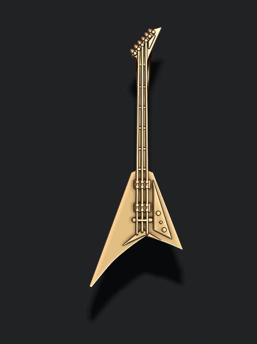 electric guitar pendant music acoustic sound musical rock acoustical jewellery jewelry silver gold jackson randy rhoads rr5 flying seymour duncan metal 3D print model - Mito3D