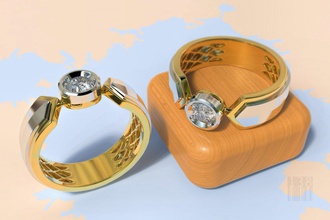 elegante anillo de diamantes el diamante oro la joyería joya 3d plata cnc stl impresión a moda con estilo masculino los hombres 3d print model - Mito3D