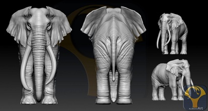 elephant african 3d print model in 3dexport 3dprinting animal mammal safari africa nature statue sculpture miniatures art sculptures 3d print model - Mito3D