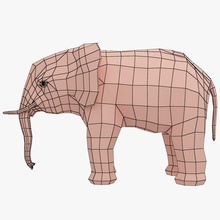 elefante base maglia 3d modello in 3dexport basemesh poligono animali modellazione 3d print model - Mito3D