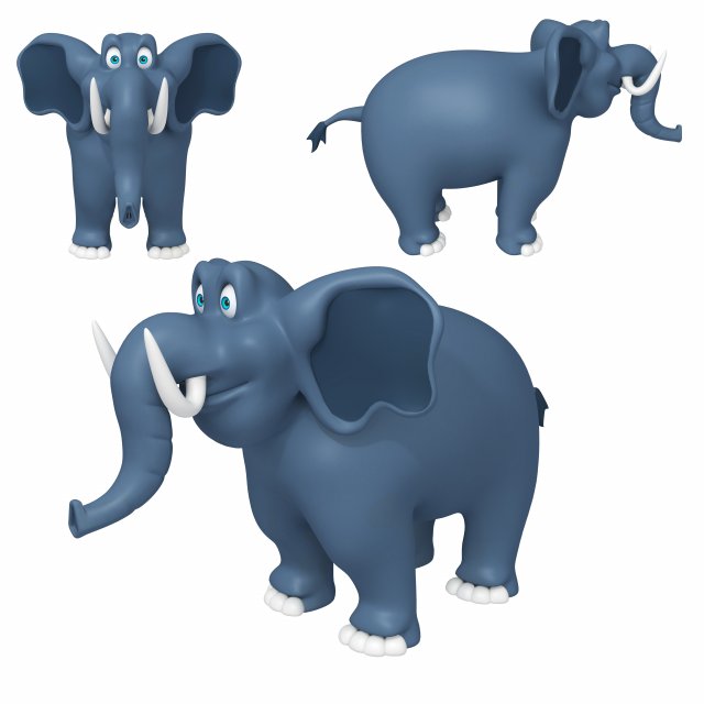 elefante cartone animato 02 mammut zoo Africa animale fauna selvatica mammifero giungla tantor Tarzan selvaggio savana safari mammuthus animali africano carattere coda 3D print model - Mito3D