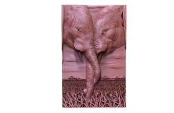 elefante cnc 2 3d stampa modello in segni loghi 3dexport arte sollievo fauna selvatica giungla animale artcam aspirare 3d print model - Mito3D
