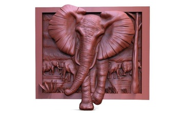 elefante cnc 3 3d impresión modelo in señales logos 3dexport arte alivio artcam aspirar africano sabana salvaje vida 3d print model - Mito3D
