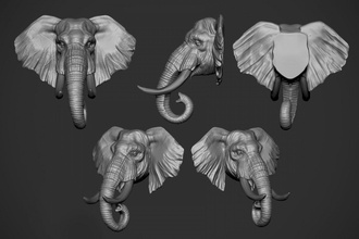 tête d'éléphant animal dents l'éléphant art jouet 3d print model - Mito3D