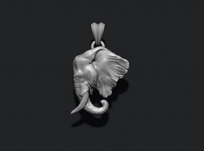 elephant head pendant 3d print model in pendants 3dexport africa apparel cad gold high jewel jewellery jewelry nature silver zbrush mammal animal african wild elefant elefnt wildlife 3d print model - Mito3D